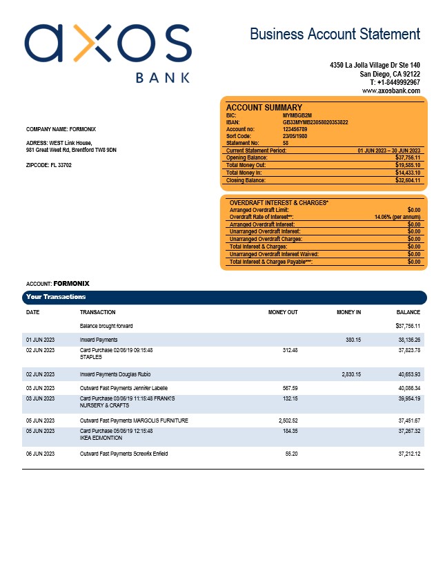 East West Bank firm account statement 